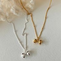 1 Piece Simple Style Bow Knot Sterling Silver Plating 18k Gold Plated Pendant Necklace main image 4