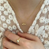 1 Piece Simple Style Bow Knot Sterling Silver Plating 18k Gold Plated Pendant Necklace main image 3