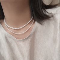 1 Piece Simple Style Solid Color Freshwater Pearl Beaded Necklace main image 3