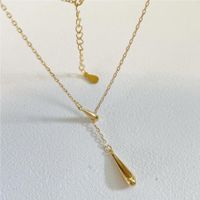 1 Stück Einfacher Stil Wassertropfen Sterling Silber Überzug 18 Karat Vergoldet Halskette Mit Anhänger sku image 1
