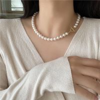 1 Stück Elegant Kreis Künstliche Perle Sterling Silber Perlen Überzug Frau Halskette main image 3