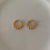 1 Pair Simple Style Spiral Stripe Sterling Silver Plating 18k Gold Plated Earrings main image 5