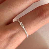 1 Piece Simple Style Square Sterling Silver Inlay Zircon Open Ring main image 2
