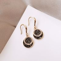 1 Pair Simple Style Round Copper Plating Inlay Zircon 14k Gold Plated Drop Earrings main image 1