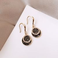 1 Pair Simple Style Round Copper Plating Inlay Zircon 14k Gold Plated Drop Earrings sku image 1