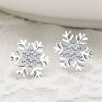 Wholesale Jewelry 1 Pair Simple Style Snowflake Alloy Rhinestones Ear Studs sku image 5