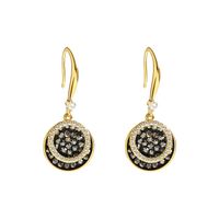 1 Pair Simple Style Round Copper Plating Inlay Zircon 14k Gold Plated Drop Earrings main image 4