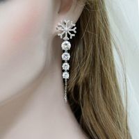 Wholesale Jewelry 1 Pair Simple Style Snowflake Alloy Rhinestones Ear Studs main image 5
