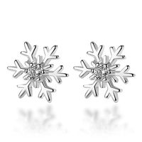 Wholesale Jewelry 1 Pair Simple Style Snowflake Alloy Rhinestones Ear Studs sku image 2
