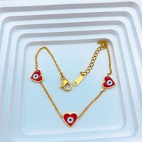 Wholesale Simple Style Devil's Eye Heart Shape Titanium Steel Bracelets sku image 4