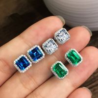 1 Pair Simple Style Square Copper Inlay Zircon Ear Studs main image 6