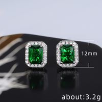 1 Pair Simple Style Square Copper Inlay Zircon Ear Studs main image 4