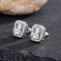 1 Pair Simple Style Square Copper Inlay Zircon Ear Studs sku image 5