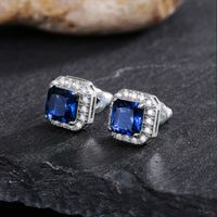 1 Pair Simple Style Square Copper Inlay Zircon Ear Studs sku image 3