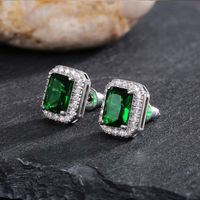 1 Pair Simple Style Square Copper Inlay Zircon Ear Studs sku image 1