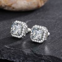 1 Pair Simple Style Square Copper Inlay Zircon Ear Studs sku image 6