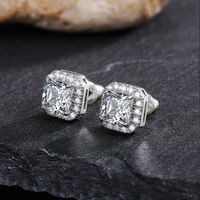 1 Pair Simple Style Square Copper Inlay Zircon Ear Studs sku image 9