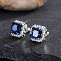 1 Pair Simple Style Square Copper Inlay Zircon Ear Studs sku image 7