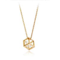 Necklace Earrings Two-piece Square Body Set With Zircon Pendant Jewelry sku image 8