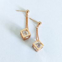 Necklace Earrings Two-piece Square Body Set With Zircon Pendant Jewelry sku image 4
