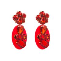 Wholesale Jewelry 1 Pair Baroque Style Oval Water Droplets Resin Rhinestones Glass Drop Earrings sku image 11