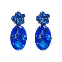 Wholesale Jewelry 1 Pair Baroque Style Oval Water Droplets Resin Rhinestones Glass Drop Earrings sku image 13