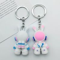 Cute Rabbit Silica Gel Women's Bag Pendant Keychain sku image 2