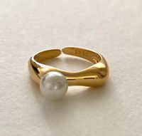 1 Piece Retro Geometric Sterling Silver Inlay Artificial Pearls Open Ring sku image 2