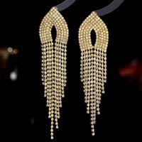 Retro Alloy Rhinestone Tassel Earrings Daily Unset Drop Earrings sku image 10