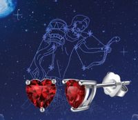 1 Pair Simple Style Heart Shape Sterling Silver Plating Inlay Birthstone Ear Studs sku image 1