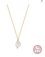 1 Piece Simple Style Geometric Sterling Silver Plating Inlay Pearl 14k Gold Plated Pendant Necklace sku image 2