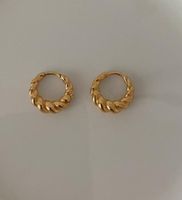 1 Pair Simple Style Spiral Stripe Sterling Silver Plating 18k Gold Plated Earrings sku image 1