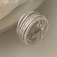 1 Piece Simple Style Solid Color Sterling Silver Plating Hollow Out 18k Gold Plated Open Ring sku image 1