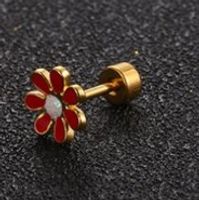 Simple Style Flower Titanium Steel No Inlaid Earrings Ear Studs sku image 1