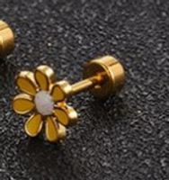 Simple Style Flower Titanium Steel No Inlaid Earrings Ear Studs sku image 2
