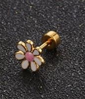 Simple Style Flower Titanium Steel No Inlaid Earrings Ear Studs sku image 4