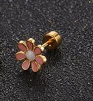 Simple Style Flower Titanium Steel No Inlaid Earrings Ear Studs sku image 5