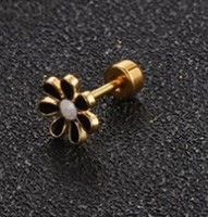 Simple Style Flower Titanium Steel No Inlaid Earrings Ear Studs sku image 6