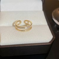 Sweet Flower Metal Plating Inlay Pearl Zircon Gold Plated Women's Open Ring sku image 33