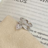 Casual Simple Style Heart Shape Copper Plating Inlay Pearl Zircon Open Ring sku image 20