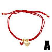 Simple Style Heart Shape Rope Copper Beaded Plating Inlay Zircon 18k Gold Plated Women's Bracelets sku image 7