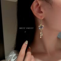 Wholesale Jewelry 1 Pair Elegant Flower Alloy Rhinestones Drop Earrings main image 3