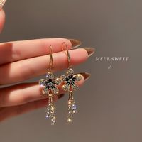 Wholesale Jewelry 1 Pair Elegant Flower Alloy Rhinestones Drop Earrings main image 1