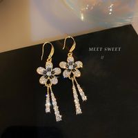 Wholesale Jewelry 1 Pair Elegant Flower Alloy Rhinestones Drop Earrings main image 2