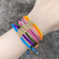 Simple Style Round Rope Copper Beaded Plating Braid 18k Gold Plated Unisex Bracelets main image 9