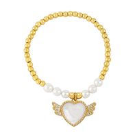 Ins Style Heart Shape Wings Copper Pearl Plating Inlay Zircon Bracelets main image 2