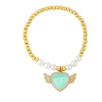 Ins Style Heart Shape Wings Copper Pearl Plating Inlay Zircon Bracelets main image 6