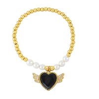 Ins Style Heart Shape Wings Copper Pearl Plating Inlay Zircon Bracelets main image 5
