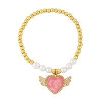 Ins Style Heart Shape Wings Copper Pearl Plating Inlay Zircon Bracelets main image 3