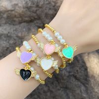 Ins Style Heart Shape Wings Copper Pearl Plating Inlay Zircon Bracelets main image 1